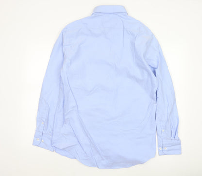Marks and Spencer Men's Blue Cotton Oxford Long Sleeve Shirt L