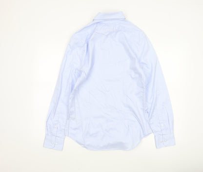 Marks and Spencer Men Blue Slim Fit Long Sleeve Cotton Shirt Size 15
