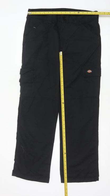 Dickies Men's Black Cargo Work Trousers 32R Polyester Cotton