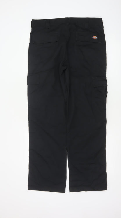 Dickies Men's Black Cargo Work Trousers 32R Polyester Cotton