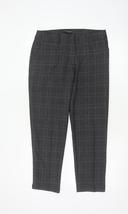 Dorothy Perkins Women's Grey Check Trousers UK 10 Slim Fit Ankle Length