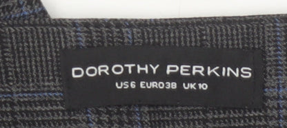 Dorothy Perkins Women's Grey Check Trousers UK 10 Slim Fit Ankle Length