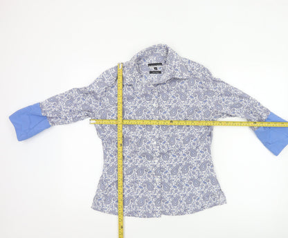 Austin Reed Womens Blue Paisley Cotton Button-Up Shirt Size 12