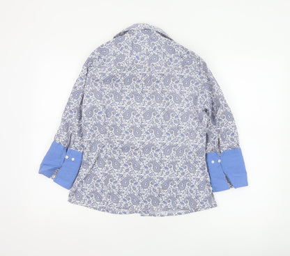 Austin Reed Womens Blue Paisley Cotton Button-Up Shirt Size 12