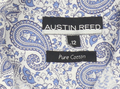 Austin Reed Womens Blue Paisley Cotton Button-Up Shirt Size 12