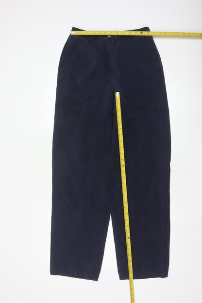 Marks and Spencer Women Dark Navy 14L Wide-Leg Trousers Lyocell Blend