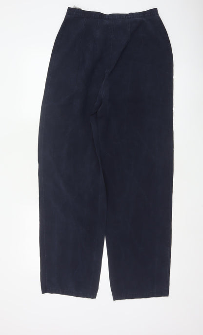 Marks and Spencer Women Dark Navy 14L Wide-Leg Trousers Lyocell Blend