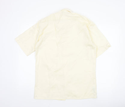 Marks and Spencer St Michael Men's Ivory Short Sleeve Button-Up Shirt Size 15