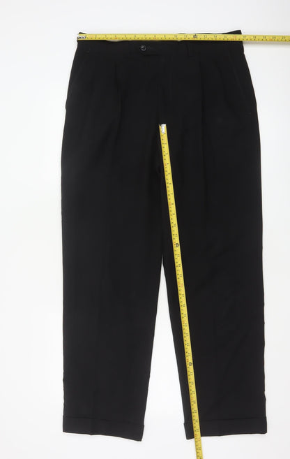 Marks and Spencer Men's Black 34x31 Pleated Dress Pants