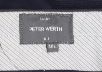 Peter Werth Men's Blue Slim Fit Dress Trousers Size 36L Formal