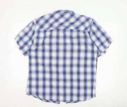 Crafted Men's Blue Check Short Sleeve Button-Up Shirt XL