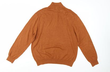 Jos. A. Bank Men's Brown M 1/2 Zip High Neck Cotton Jumper
