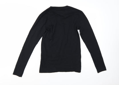 ZARA Men’s Black Slim Fit Long Sleeve Cotton T-Shirt Size S