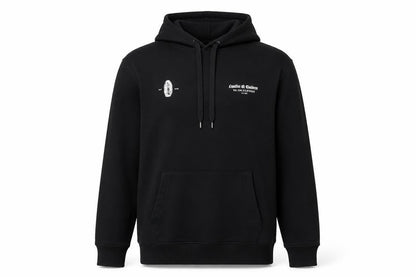 River Island Men's Black Pullover Hoodie M Graphic Print Fleece