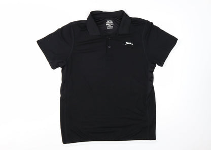 Slazenger Men's Black Polo Shirt Size L Moisture Wicking Activewear