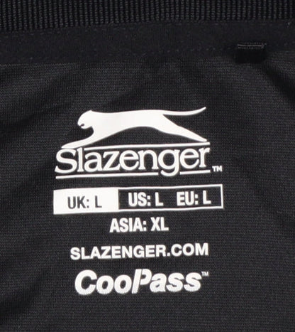 Slazenger Men's Black Polo Shirt Size L Moisture Wicking Activewear