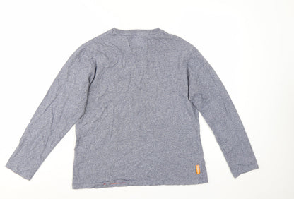 Superdry Men's Grey Long Sleeve Crew Neck Cotton T-Shirt Size L