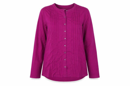 Lands' End Women's Purple Long Sleeve Cotton Blend Button Blouse Size L