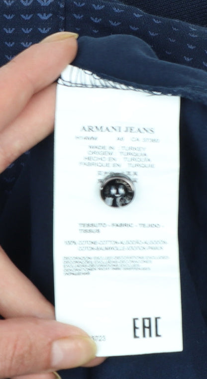 Armani Jeans Men's Blue Cotton Short Sleeve Polo Shirt M