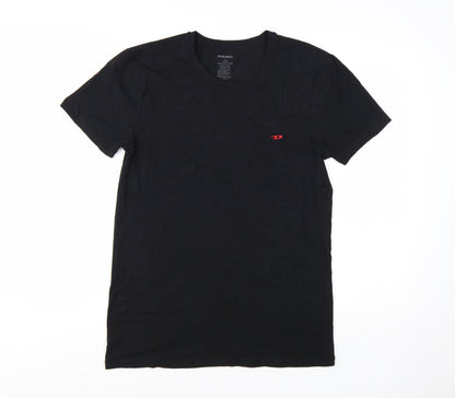 Diesel Men's Black Crew Neck Short Sleeve Cotton Blend T-Shirt Size L