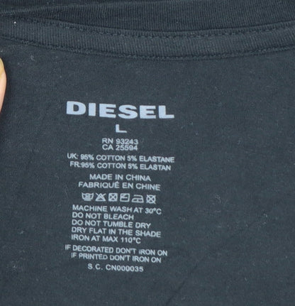 Diesel Men's Black Crew Neck Short Sleeve Cotton Blend T-Shirt Size L