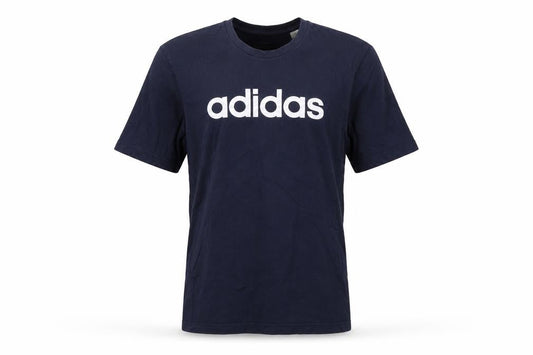 Front view of adidas Men's Blue Medium Logo Graphic Sports Cotton T-Shirt
