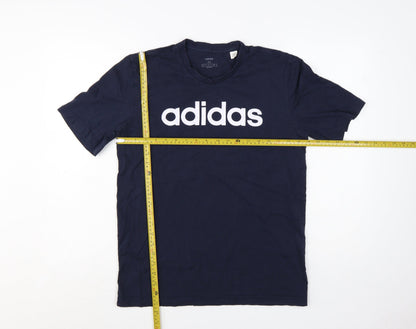 adidas Men's Blue Medium Logo Graphic Sports Cotton T-Shirt