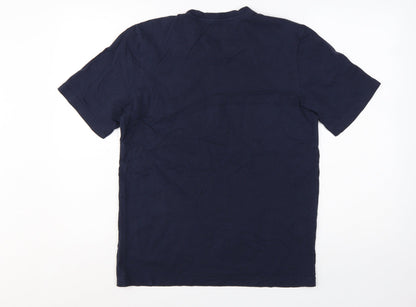adidas Men's Blue Medium Logo Graphic Sports Cotton T-Shirt