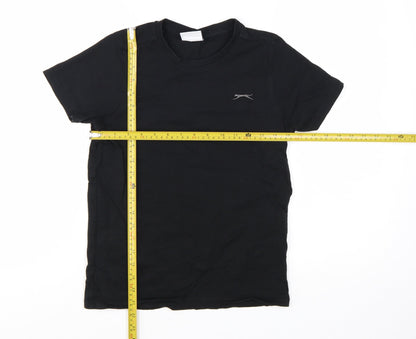 Slazenger Boys Black 13 Years Short Sleeve Cotton Crew Neck T-Shirt