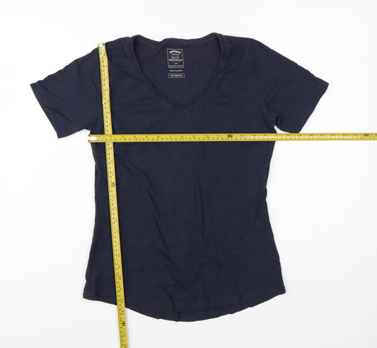 FatFace Women's Blue V-Neck Cotton Short Sleeve T-Shirt Size 10