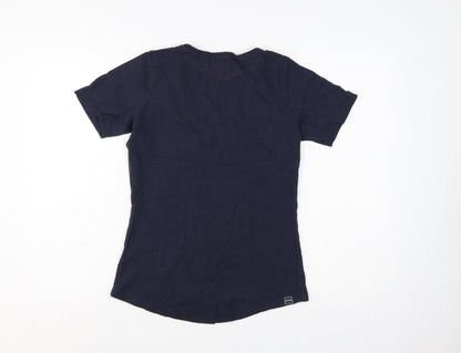 FatFace Women's Blue V-Neck Cotton Short Sleeve T-Shirt Size 10