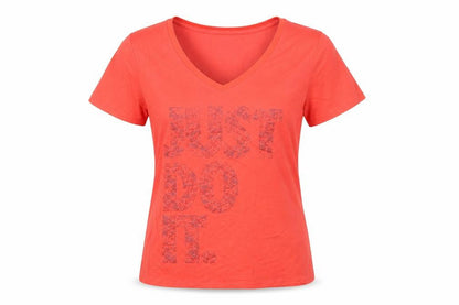 Nike Womens Red V-Neck Dri-FIT Athletic T-Shirt Size S