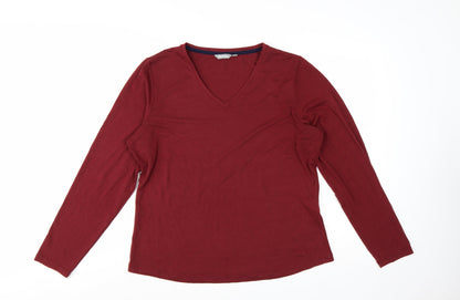 Rohan Womens Red Long Sleeve V-Neck Quick Dry Top Size 16