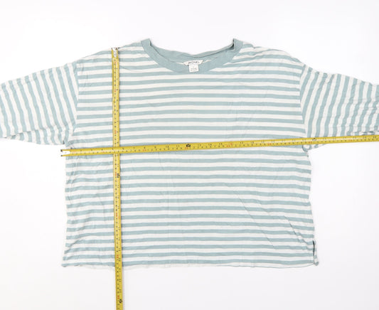 Monki Women’s Blue Striped Long Sleeve Cotton Modal T-Shirt L