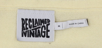 Reclaimed Vintage Women Yellow Cropped Knit V-Neck Tank Top M