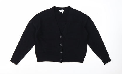 & Other Stories Women Black Wool V-Neck Cardigan Size 12