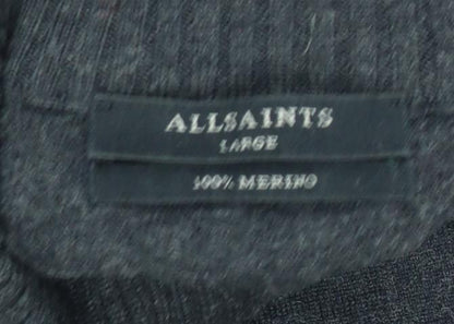 AllSaints Womens Black Merino Wool Roll Neck Jumper Size L
