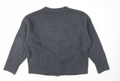 ZARA Women Grey V-Neck Long Sleeve Cardigan Size 12
