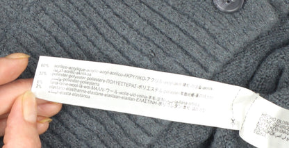 ZARA Women Grey V-Neck Long Sleeve Cardigan Size 12