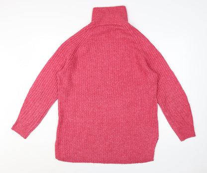 Marks and Spencer Women Pink Cable-Knit Half Zip Jumper Size M