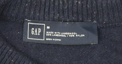 GAP Men's Blue Lambswool Crew Neck Pullover Jumper Size M
