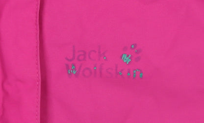 Jack Wolfskin Women Pink Waterproof Hooded Rain Jacket Size 8