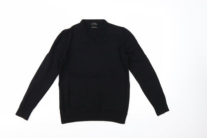 Zara Women's Black Wool V-Neck Long Sleeve Jumper Size 12