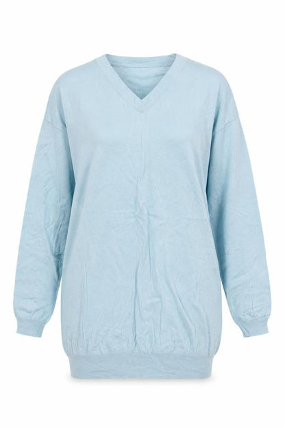 Part Two Women's Blue Merino Wool V-Neck Jumper Size M
