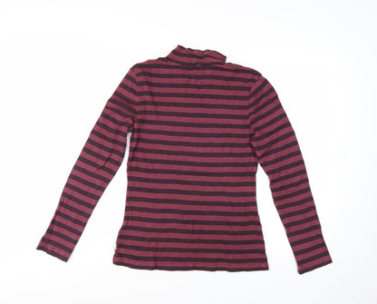 FatFace Womens Purple Striped Roll Neck Long Sleeve Top Size 14