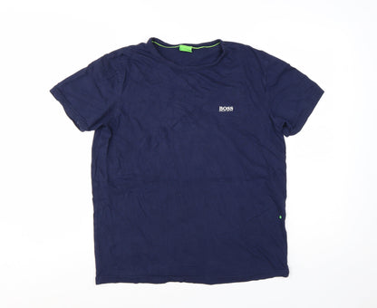 Hugo Boss Men's Blue Crew Neck Cotton T-Shirt Size M