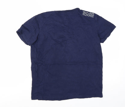 Hugo Boss Men's Blue Crew Neck Cotton T-Shirt Size M