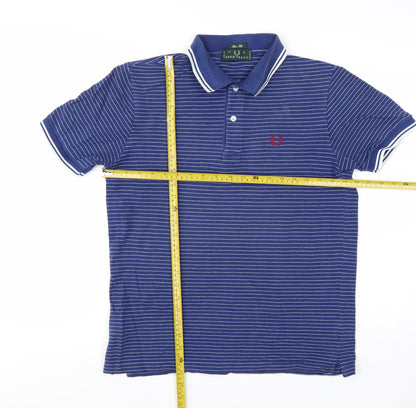 Fred Perry Men's Blue Striped Slim Fit Polo Shirt Size L