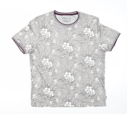 Ted Baker Men’s Grey Floral Cotton Crew Neck T-Shirt 3XL
