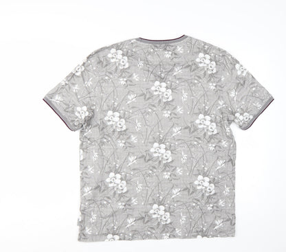 Ted Baker Men’s Grey Floral Cotton Crew Neck T-Shirt 3XL